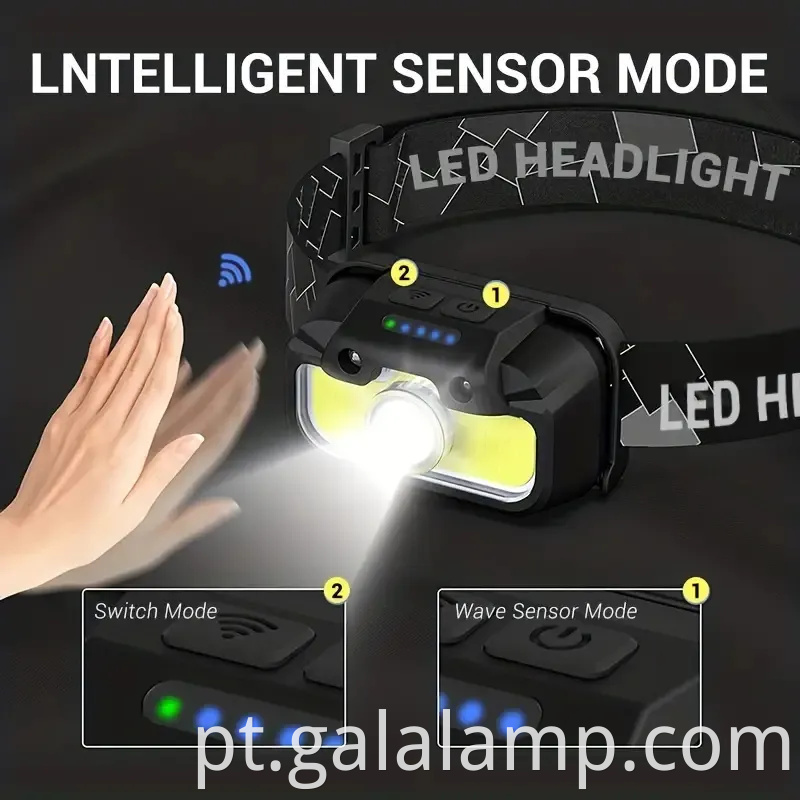 Luz de acampamento recarregável com sensor de movimento com opções de luz branca/vermelha/verde
